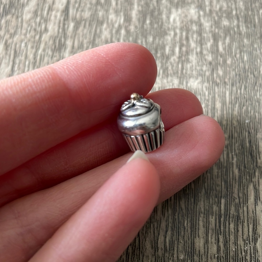 PANDORA Sterling Silver & 14K Yellow Gold Cupcake Charm